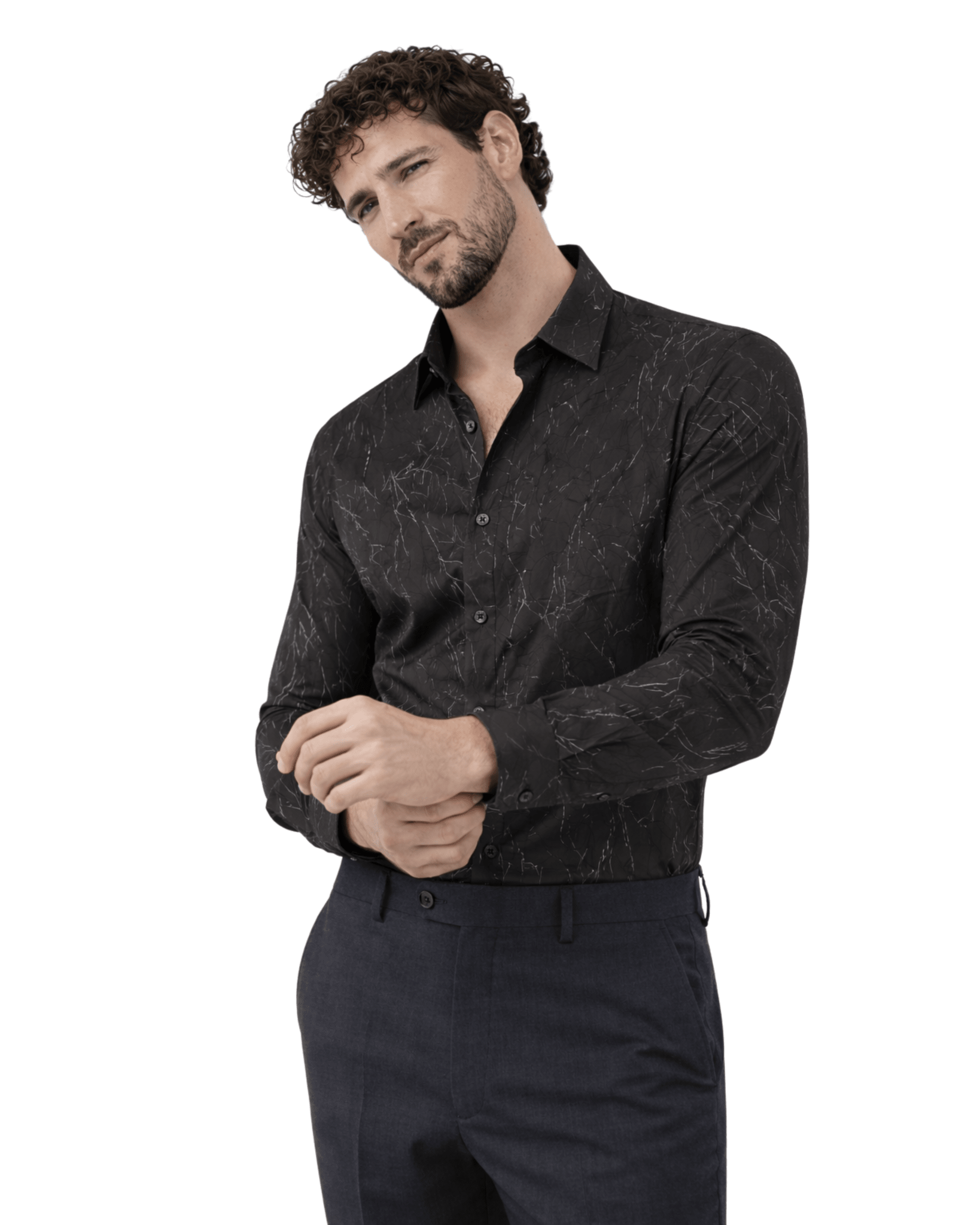 Imported Creasing Charcoal Black Fracture Shirt – Premium Modern Wear - KakahuImported Creasing Charcoal Black Fracture Shirt – Premium Modern WearKakahuKakahu