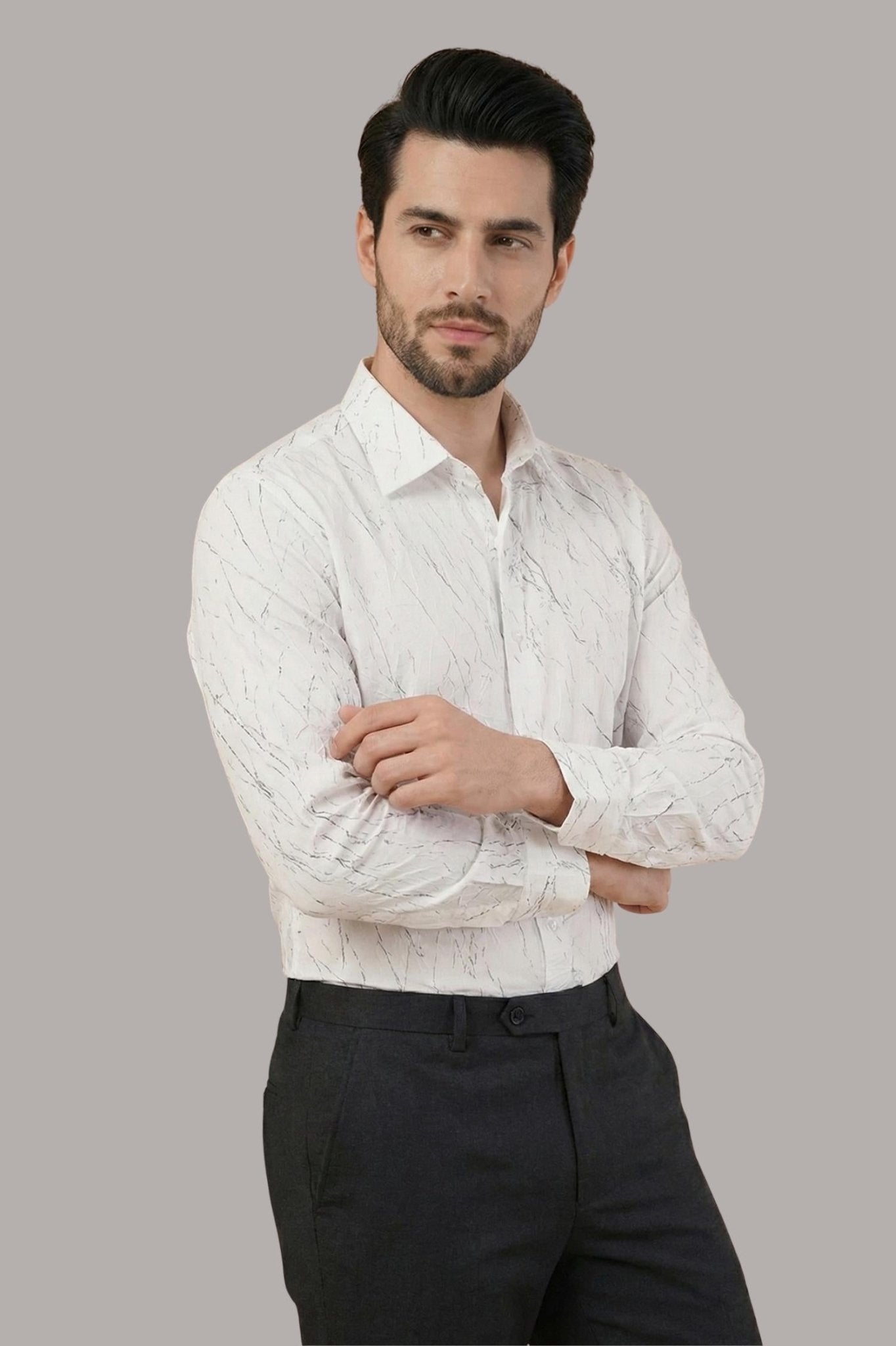 Imported Creasing Ivory White Crackle Shirt – Premium Statement Wear - KakahuImported Creasing Ivory White Crackle Shirt – Premium Statement WearKakahuKakahu