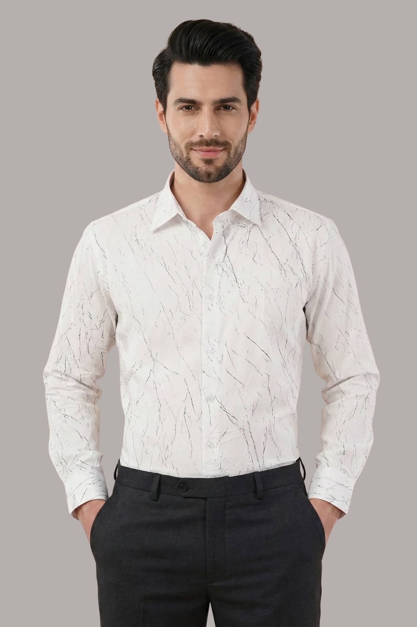Imported Creasing Ivory White Crackle Shirt – Premium Statement Wear - KakahuImported Creasing Ivory White Crackle Shirt – Premium Statement WearKakahuKakahu