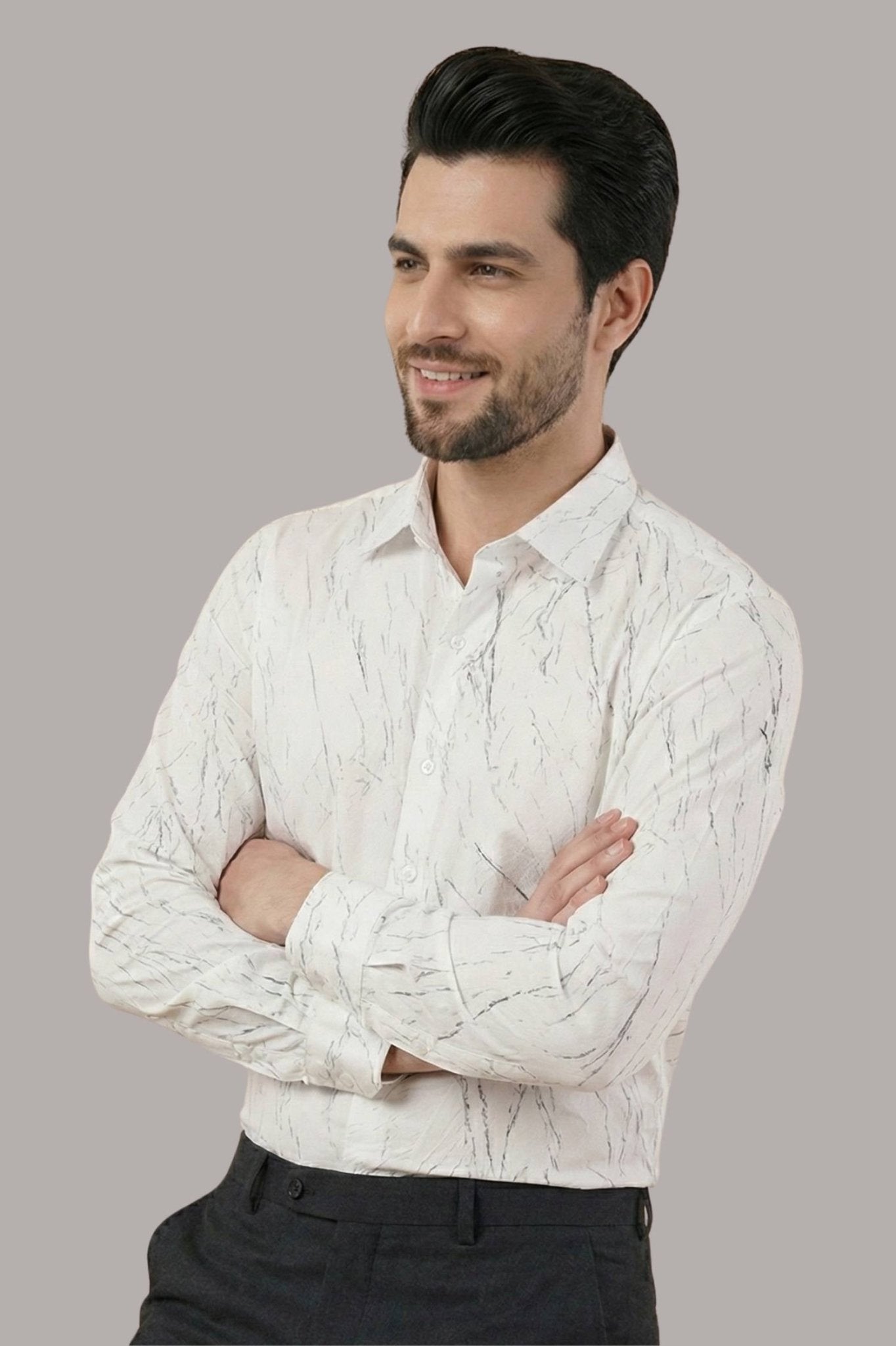 Imported Creasing Ivory White Crackle Shirt – Premium Statement Wear - KakahuImported Creasing Ivory White Crackle Shirt – Premium Statement WearKakahuKakahu