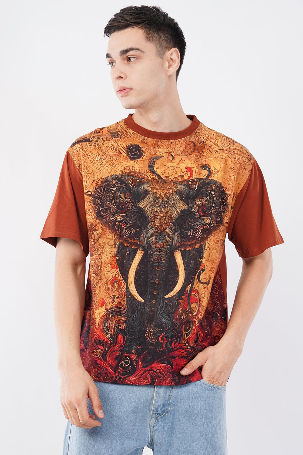 Ivory Fire DTG Printed Organic Flex T-Shirt – Sustainable Style - KakahuIvory Fire DTG Printed Organic Flex T-Shirt – Sustainable StyleKakahuKakahu