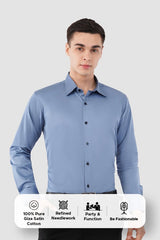 Mist Blue Classic Giza Satin Cotton Shirt – Premium Formal We - KakahuMist Blue Classic Giza Satin Cotton Shirt – Premium Formal WeKakahuKakahu