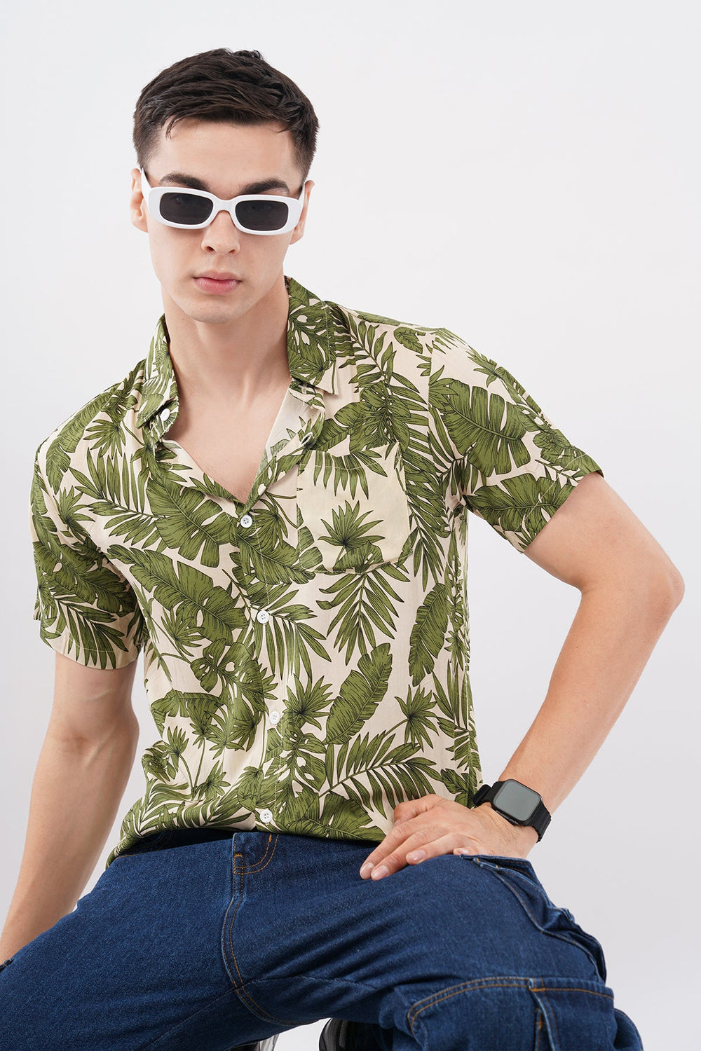 Natural Coast Palm Print Shirt – Tropical Casual Wear - KakahuNatural Coast Palm Print Shirt – Tropical Casual WearKakahuKakahu