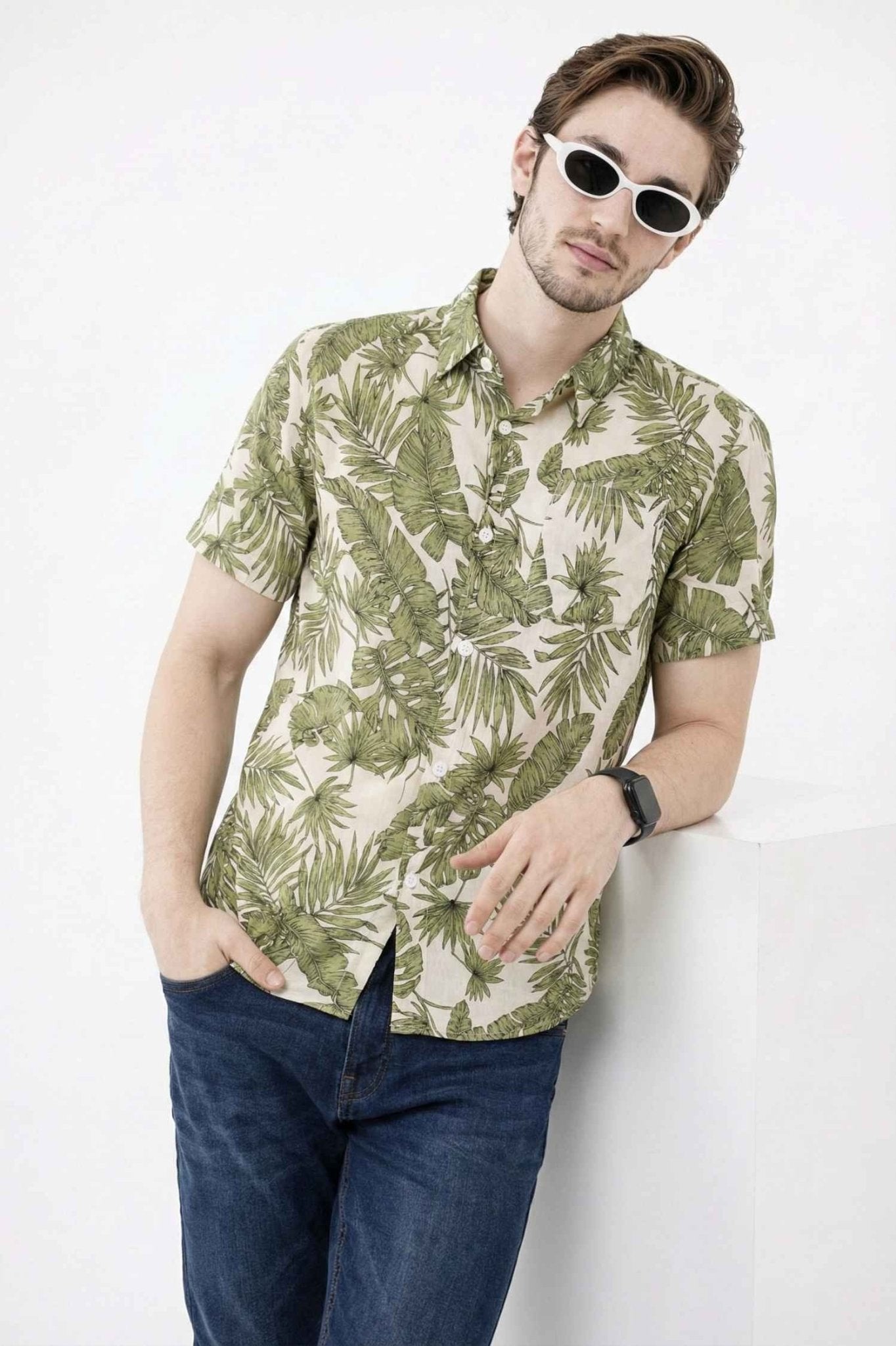 Natural Coast Palm Print Shirt – Tropical Casual Wear - KakahuNatural Coast Palm Print Shirt – Tropical Casual WearKakahuKakahu
