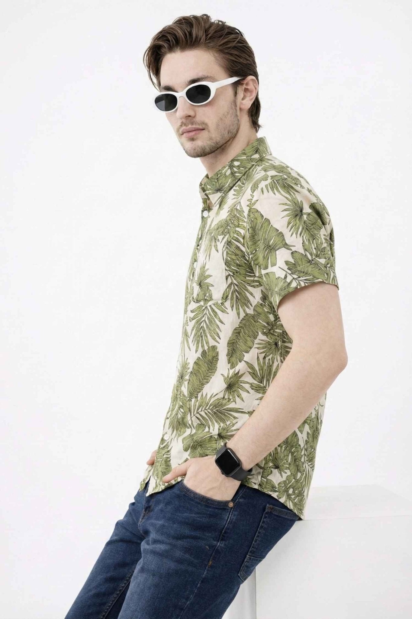 Natural Coast Palm Print Shirt – Tropical Casual Wear - KakahuNatural Coast Palm Print Shirt – Tropical Casual WearKakahuKakahu