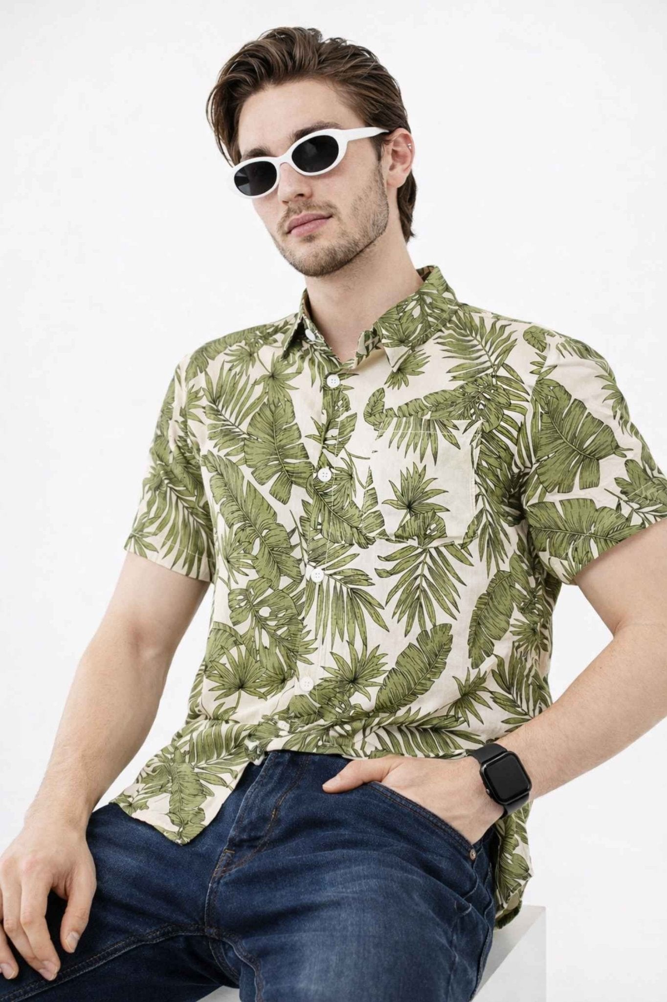 Natural Coast Palm Print Shirt – Tropical Casual Wear - KakahuNatural Coast Palm Print Shirt – Tropical Casual WearKakahuKakahu