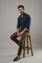 Navy Blue Giza Cotton Shirt – Premium Comfort & Style - KakahuNavy Blue Giza Cotton Shirt – Premium Comfort & StyleKakahuKakahu