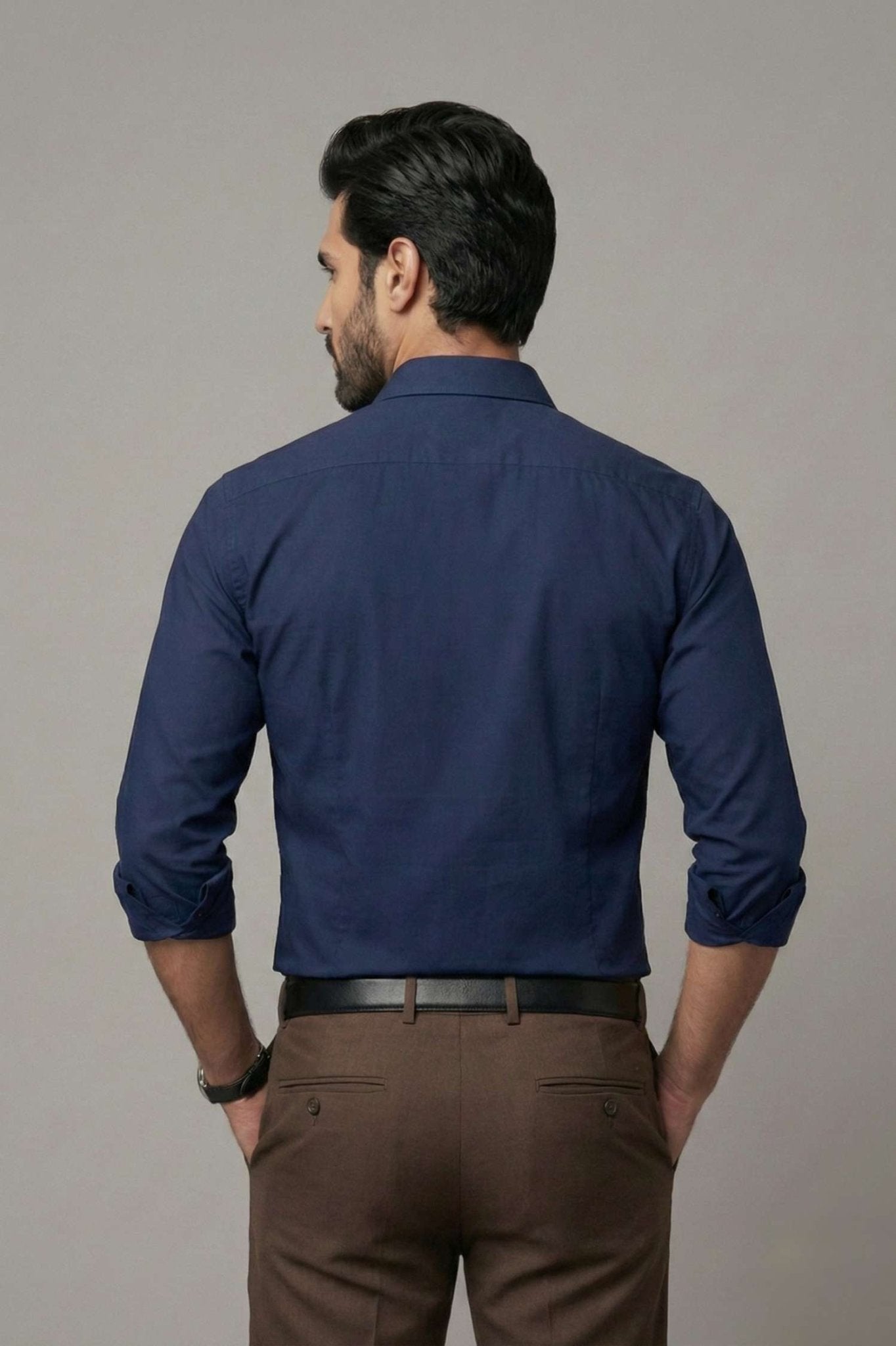 Navy Blue Giza Cotton Shirt – Premium Comfort & Style - KakahuNavy Blue Giza Cotton Shirt – Premium Comfort & StyleKakahuKakahu
