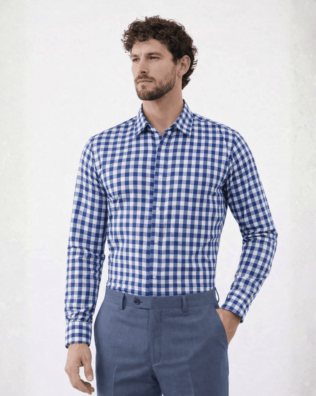 Navy Gingham Dress Shirt – Classic Checked Formal Wear - KakahuNavy Gingham Dress Shirt – Classic Checked Formal WearKakahuKakahu