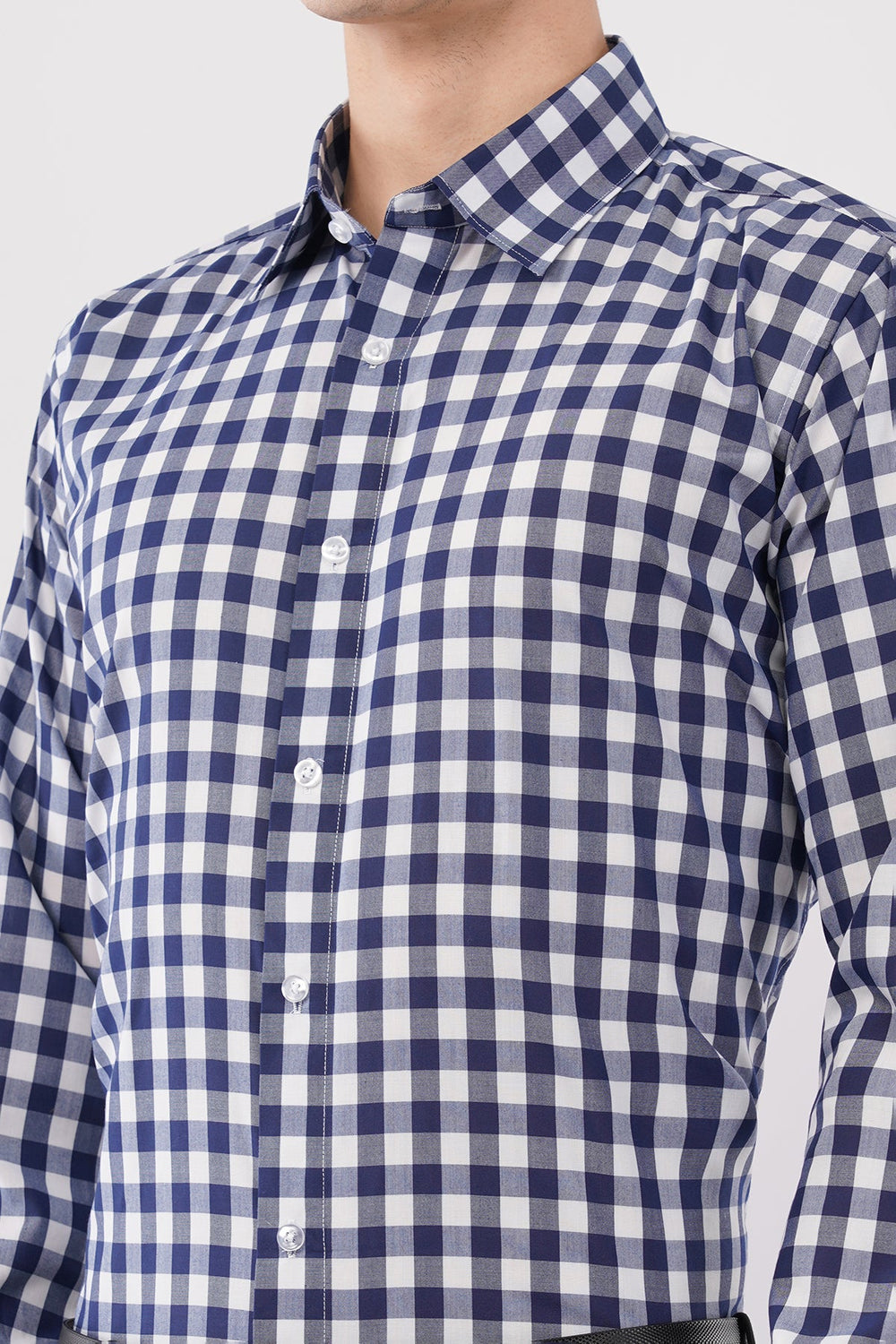 Navy Gingham Dress Shirt – Classic Checked Formal Wear - KakahuNavy Gingham Dress Shirt – Classic Checked Formal WearKakahuKakahu