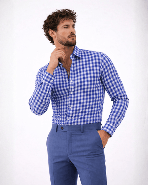 Navy Gingham Dress Shirt – Classic Checked Formal Wear