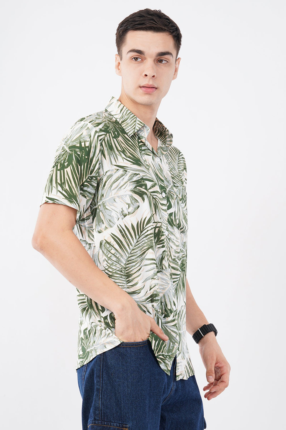 Olive Tropical Print Casual Shirt – Stylish Summer Wear - KakahuOlive Tropical Print Casual Shirt – Stylish Summer WearKakahuKakahu