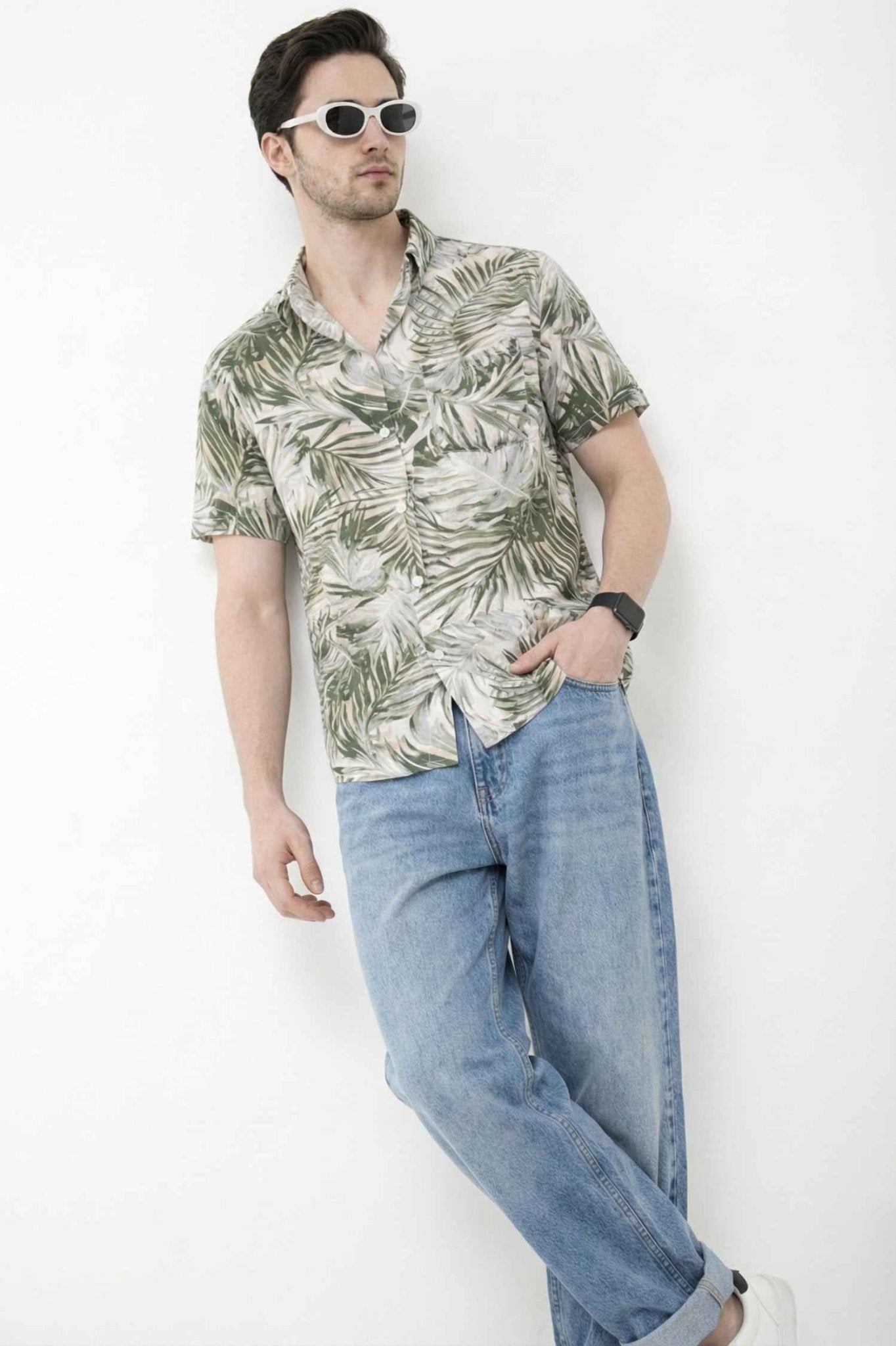 Olive Tropical Print Casual Shirt – Stylish Summer Wear - KakahuOlive Tropical Print Casual Shirt – Stylish Summer WearKakahuKakahu