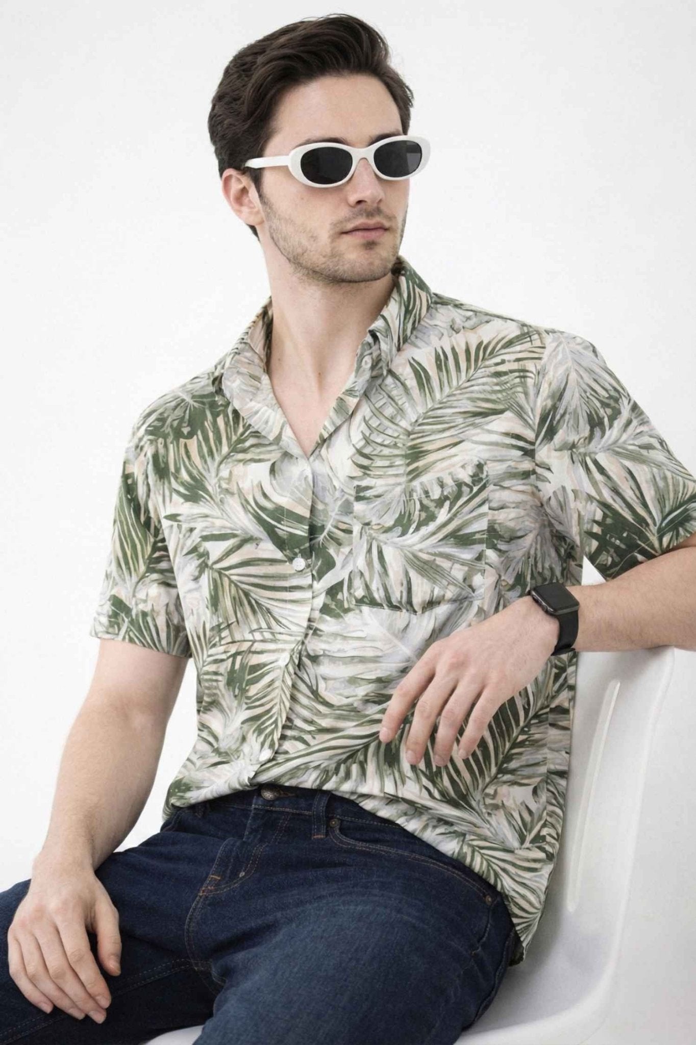 Olive Tropical Print Casual Shirt – Stylish Summer Wear - KakahuOlive Tropical Print Casual Shirt – Stylish Summer WearKakahuKakahu