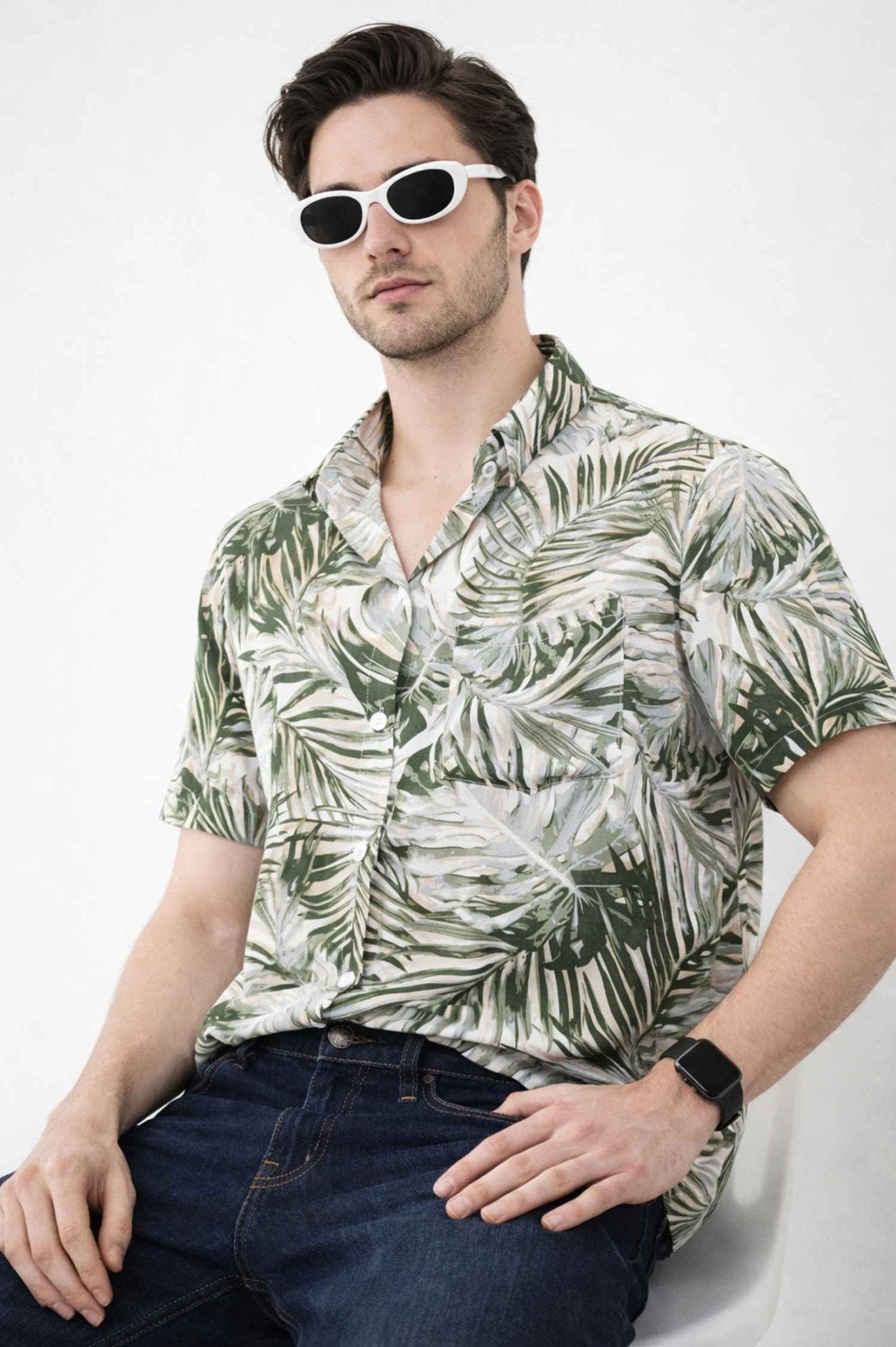 Olive Tropical Print Casual Shirt – Stylish Summer Wear - KakahuOlive Tropical Print Casual Shirt – Stylish Summer WearKakahuKakahu