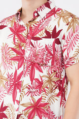Pink Tropical Palm Print Short Sleeve Shirt – Vibrant Summer Casual - KakahuPink Tropical Palm Print Short Sleeve Shirt – Vibrant Summer CasualKakahuKakahu