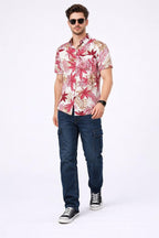 Pink Tropical Palm Print Short Sleeve Shirt – Vibrant Summer Casual - KakahuPink Tropical Palm Print Short Sleeve Shirt – Vibrant Summer CasualKakahuKakahu