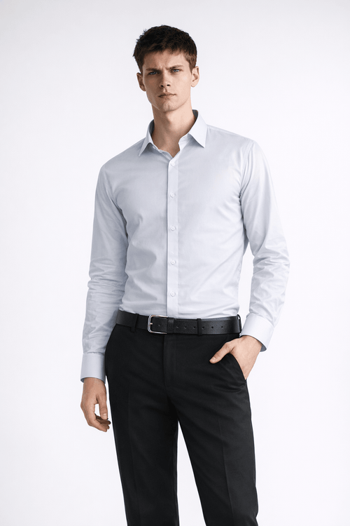 Power blue Giza cotton poplin shirt Premium formal wear
