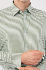 Sage Stripe Business Shirt – Premium Cotton Office Wear - KakahuSage Stripe Business Shirt – Premium Cotton Office WearKakahuKakahu