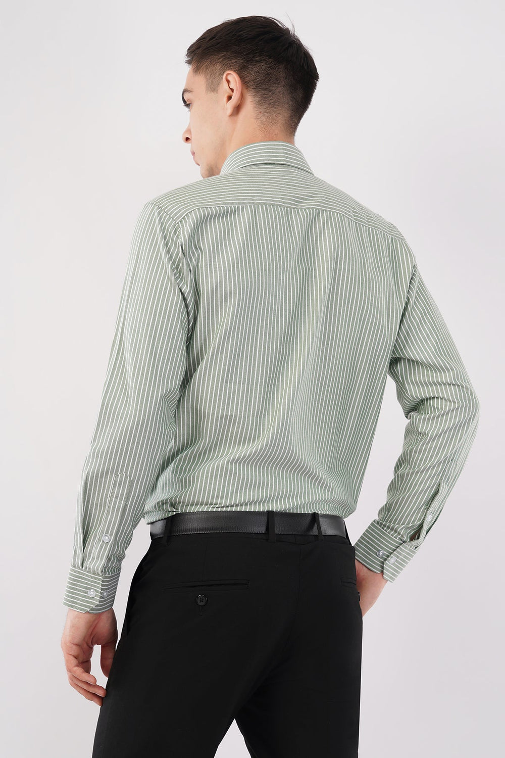 Sage Stripe Business Shirt – Premium Cotton Office Wear - KakahuSage Stripe Business Shirt – Premium Cotton Office WearKakahuKakahu