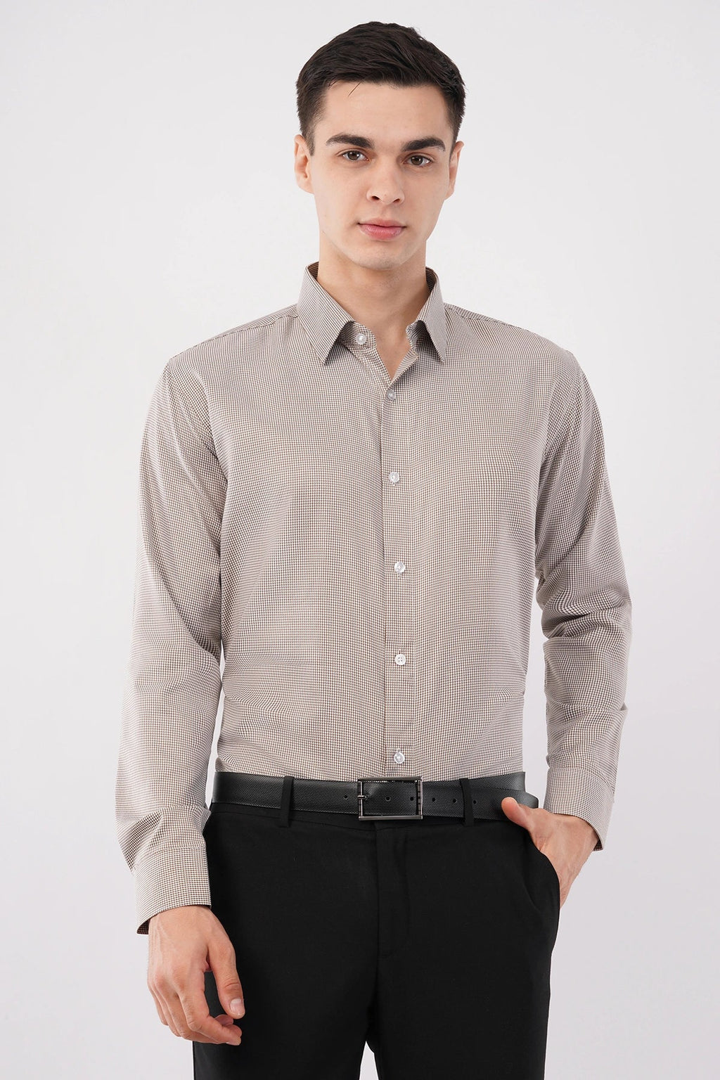 SandCheck Formal Shirt – Classic Checked Office Wear - KakahuSandCheck Formal Shirt – Classic Checked Office WearKakahuKakahu