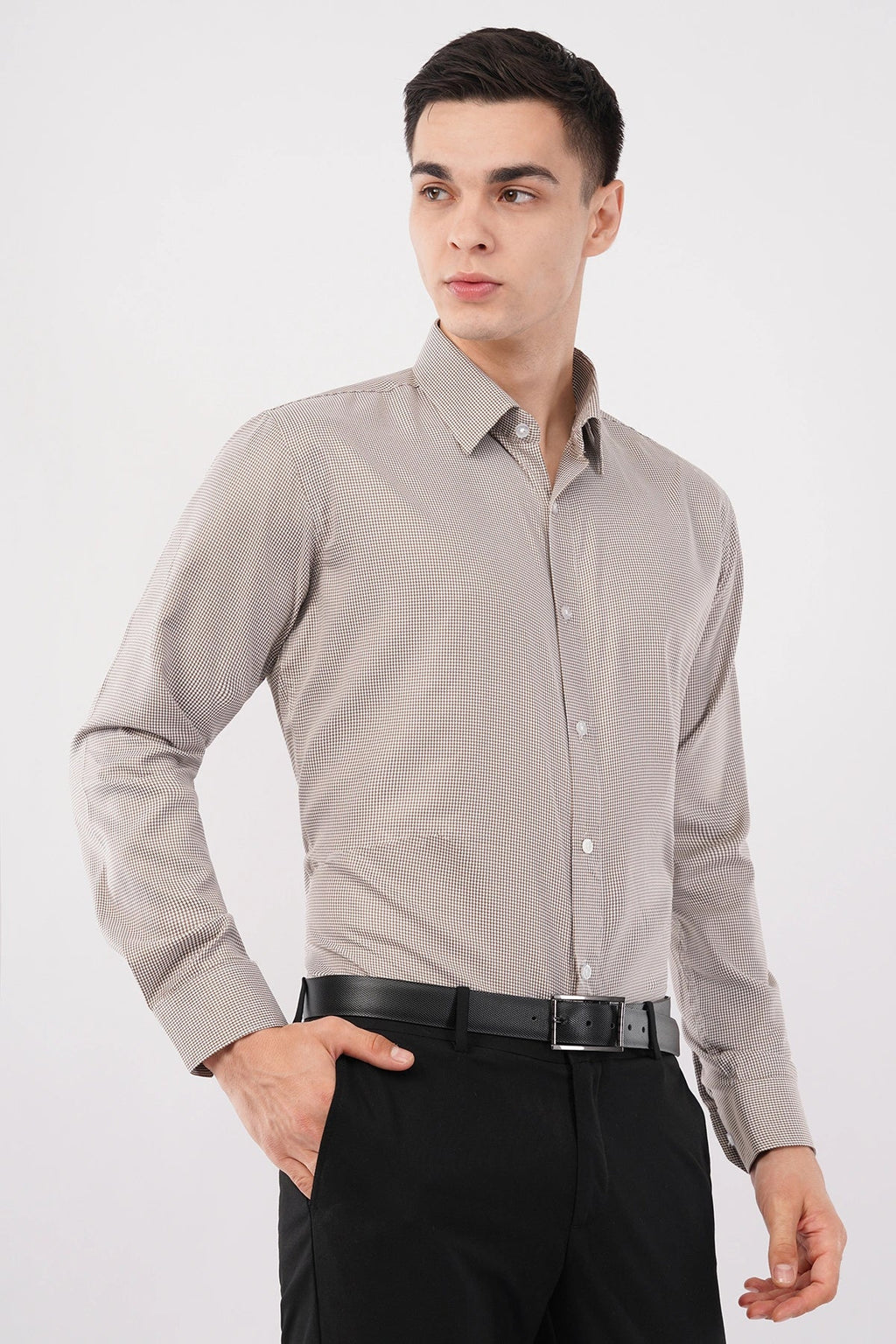 SandCheck Formal Shirt – Classic Checked Office Wear - KakahuSandCheck Formal Shirt – Classic Checked Office WearKakahuKakahu
