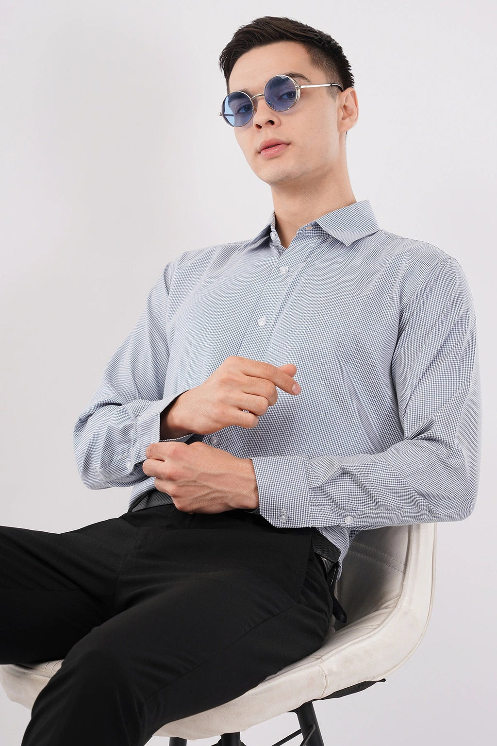 SkyGrid Formal Shirt – Premium Checked Office Wear - KakahuSkyGrid Formal Shirt – Premium Checked Office WearKakahuKakahu