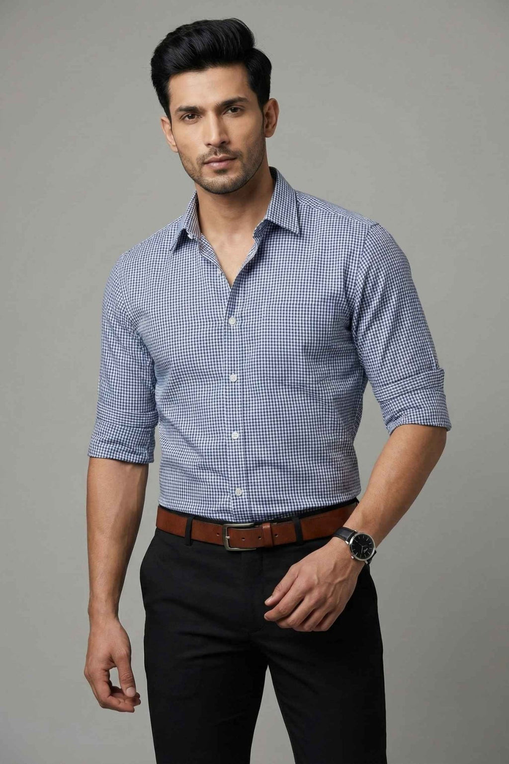 SkyGrid Formal Shirt – Premium Checked Office Wear - KakahuSkyGrid Formal Shirt – Premium Checked Office WearKakahuKakahu