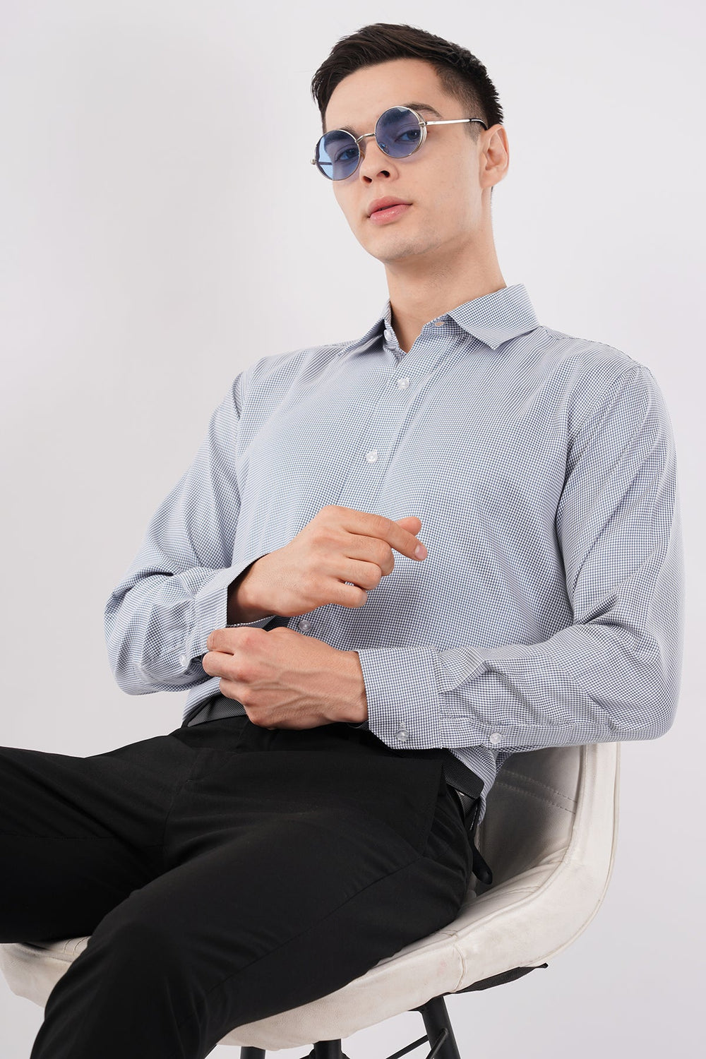 SkyGrid Formal Shirt – Premium Checked Office Wear - KakahuSkyGrid Formal Shirt – Premium Checked Office WearKakahuKakahu