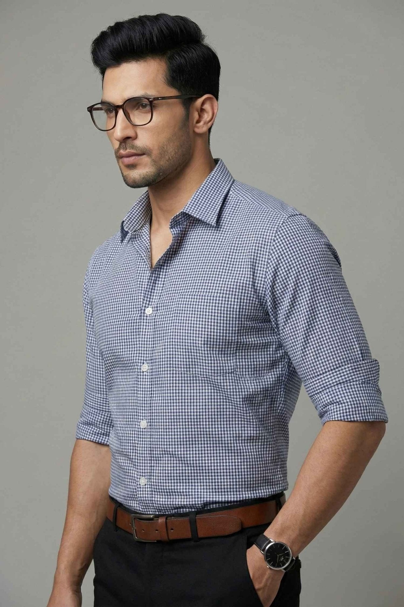 SkyGrid Formal Shirt – Premium Checked Office Wear - KakahuSkyGrid Formal Shirt – Premium Checked Office WearKakahuKakahu