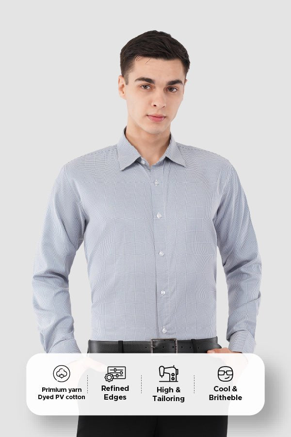 SkyGrid Formal Shirt – Premium Checked Office Wear - KakahuSkyGrid Formal Shirt – Premium Checked Office WearKakahuKakahu