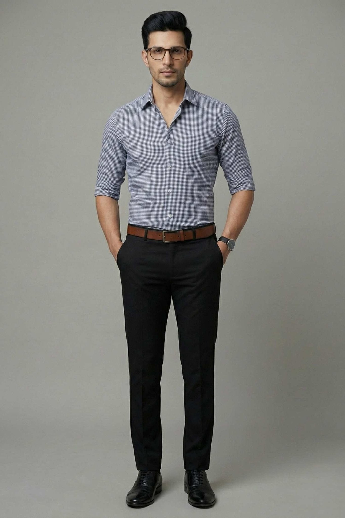 SkyGrid Formal Shirt – Premium Checked Office Wear - KakahuSkyGrid Formal Shirt – Premium Checked Office WearKakahuKakahu