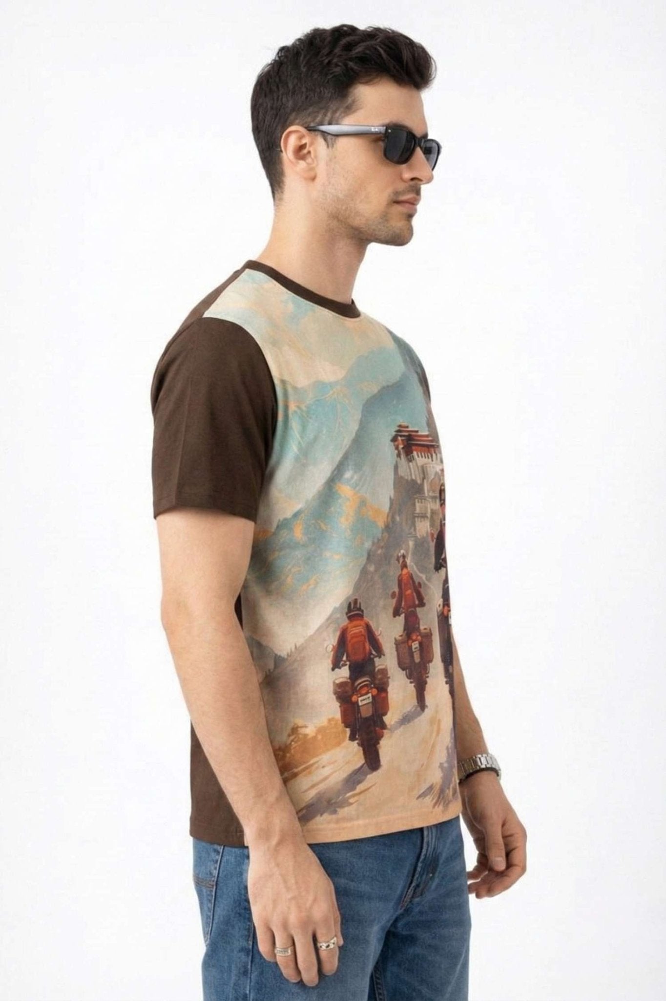 Soul Riders Printed T-Shirt – Front Linen & Back Cotton - KakahuSoul Riders Printed T-Shirt – Front Linen & Back CottonKakahuKakahu