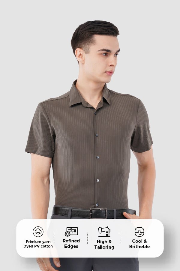 Stitchless Charcoal Brown Professional Shirt – Seamless Office Wear - KakahuStitchless Charcoal Brown Professional Shirt – Seamless Office WearKakahuKakahu