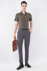 Stitchless Charcoal Brown Professional Shirt – Seamless Office Wear - KakahuStitchless Charcoal Brown Professional Shirt – Seamless Office WearKakahuKakahu