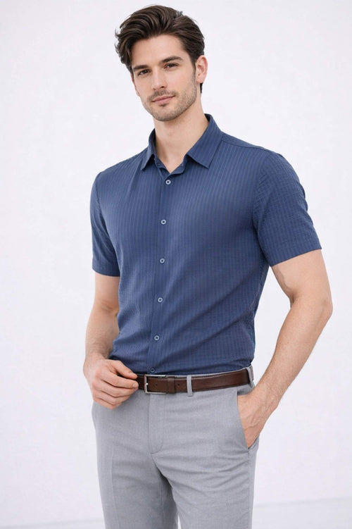 Stitchless Elite Blue Business Shirt – Seamless Professional Wear