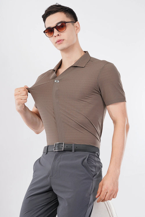 Taupe Prestige Brown Polo – Highest Breathable T-Shirt