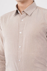 Taupe Stripe Dress Shirt – Premium Cotton Formal Wear - KakahuTaupe Stripe Dress Shirt – Premium Cotton Formal WearKakahuKakahu