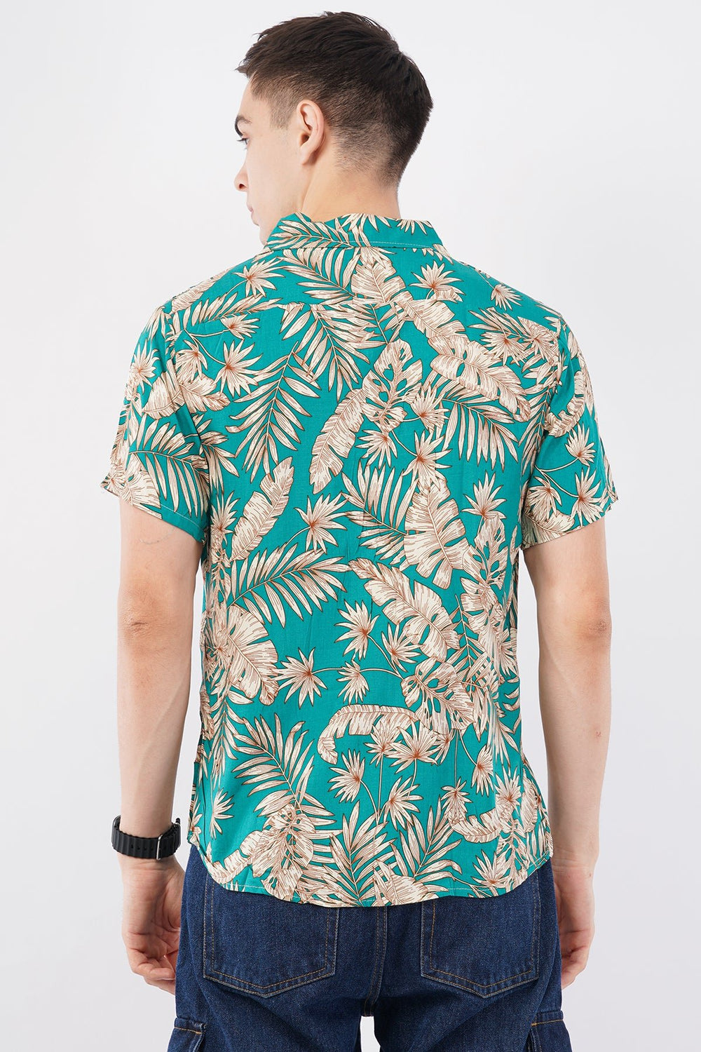 Teal Tropical Palm Print Short Sleeve Shirt – Fresh Summer Style - KakahuTeal Tropical Palm Print Short Sleeve Shirt – Fresh Summer StyleKakahuKakahu