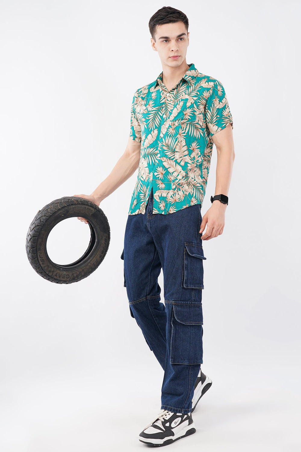 Teal Tropical Palm Print Short Sleeve Shirt – Fresh Summer Style - KakahuTeal Tropical Palm Print Short Sleeve Shirt – Fresh Summer StyleKakahuKakahu