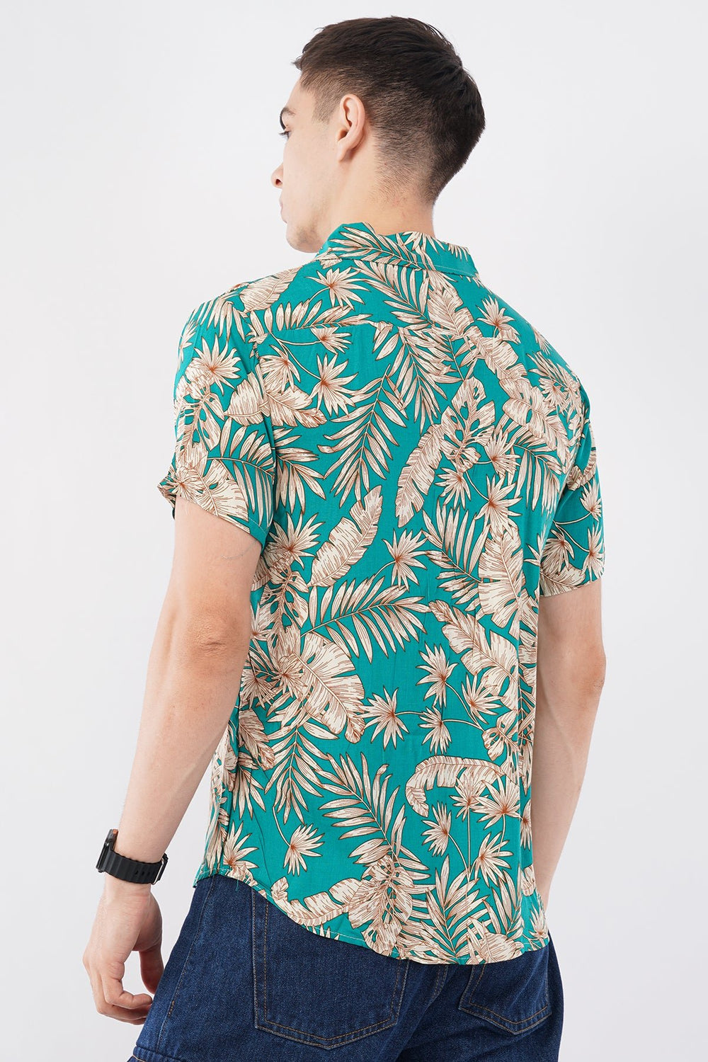 Teal Tropical Palm Print Short Sleeve Shirt – Fresh Summer Style - KakahuTeal Tropical Palm Print Short Sleeve Shirt – Fresh Summer StyleKakahuKakahu