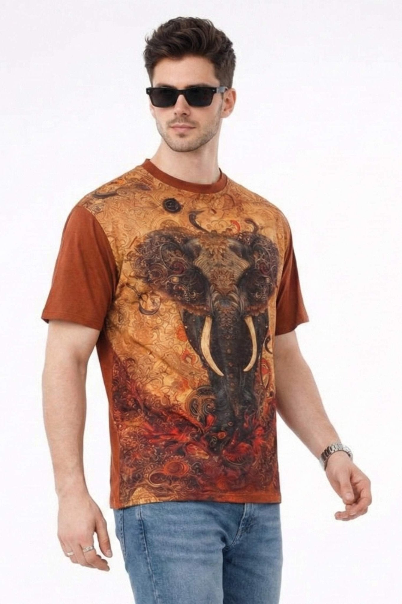 The Eternal Strength Printed T-Shirt – Front Linen & Back Cotton - KakahuThe Eternal Strength Printed T-Shirt – Front Linen & Back CottonKakahuKakahu