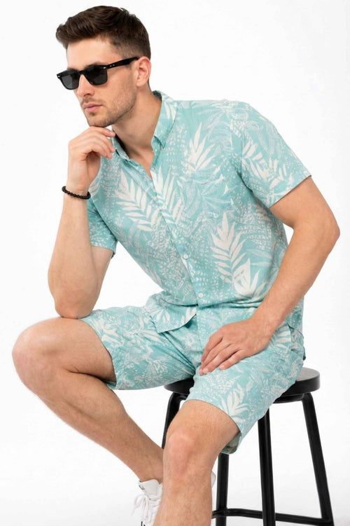 Turquoise Leaf Printed Co-Ord Set – Trendy Casual Wear